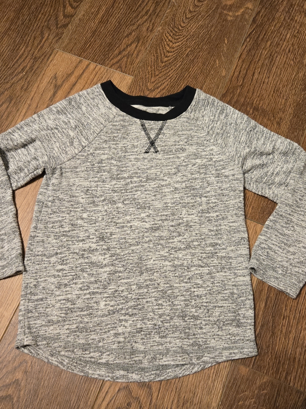 Cat & Jack Gray Heather Long-Sleeve Top with Black Neck Trim